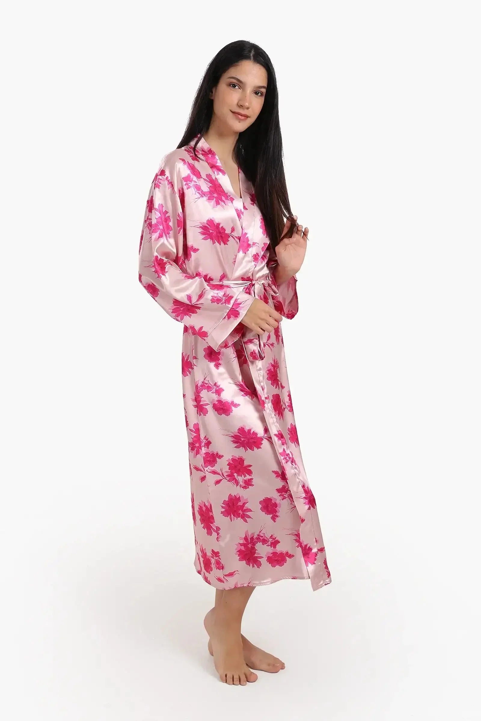 Carina - Floral Satin Robe 1