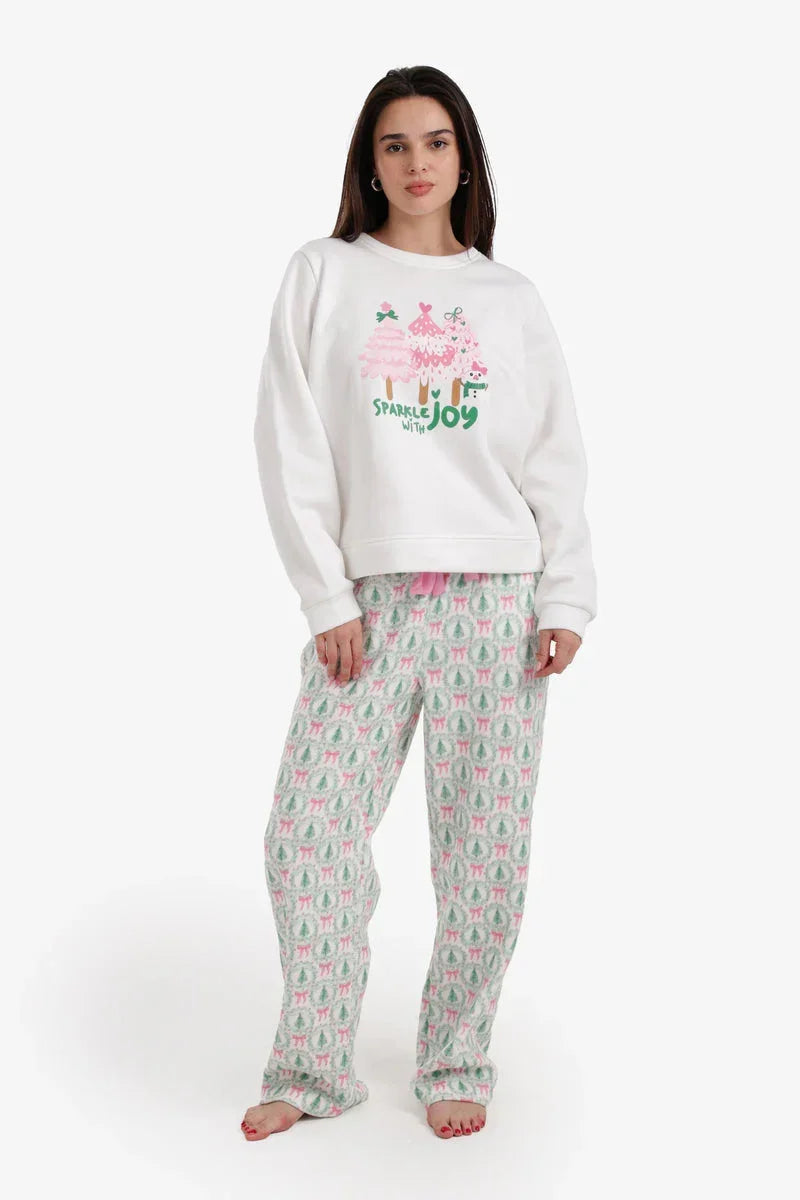 Crew Neck Christmas Pyjama Set - Carina 1