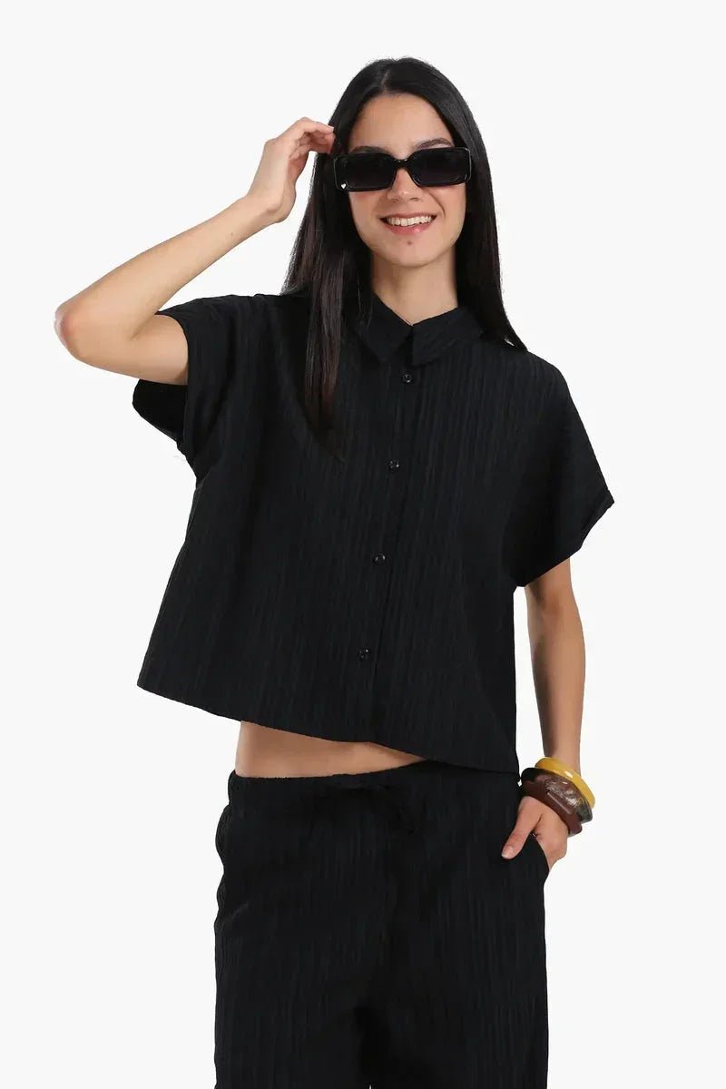 Carina - Textured Pattern Lounge Shirt 1
