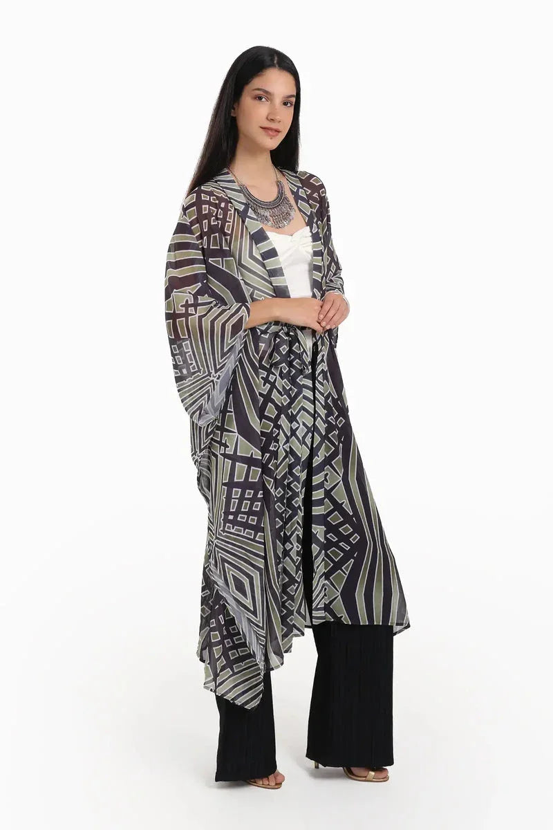 Carina - Geometrical Pattern Chiffon kimono 2