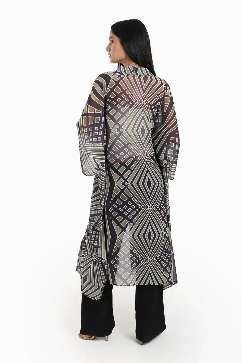 Geometrical Pattern Chiffon kimono - Carina 3