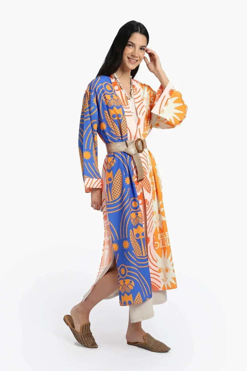 Carina - Sun-Printed Midi Kimono 1