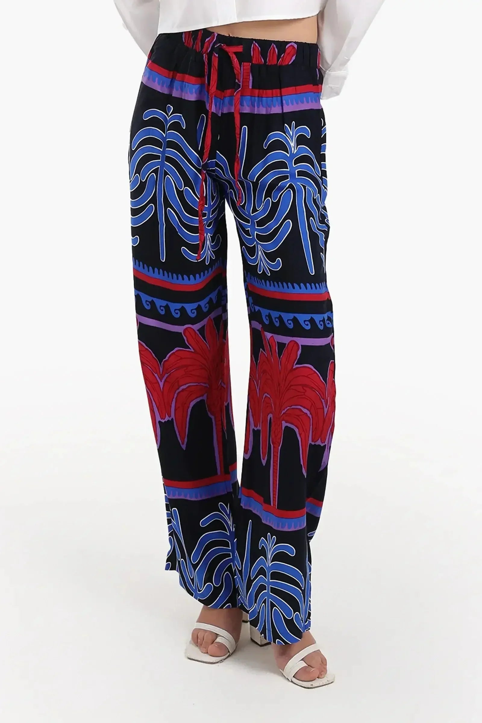 Carina - Colored Palm Print Pants 7