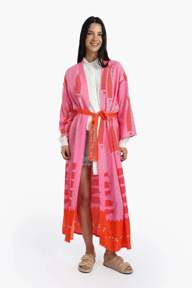 Fish Patterned Kimono - Carina 2