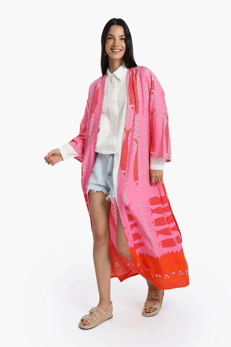 Fish Patterned Kimono - Carina 1