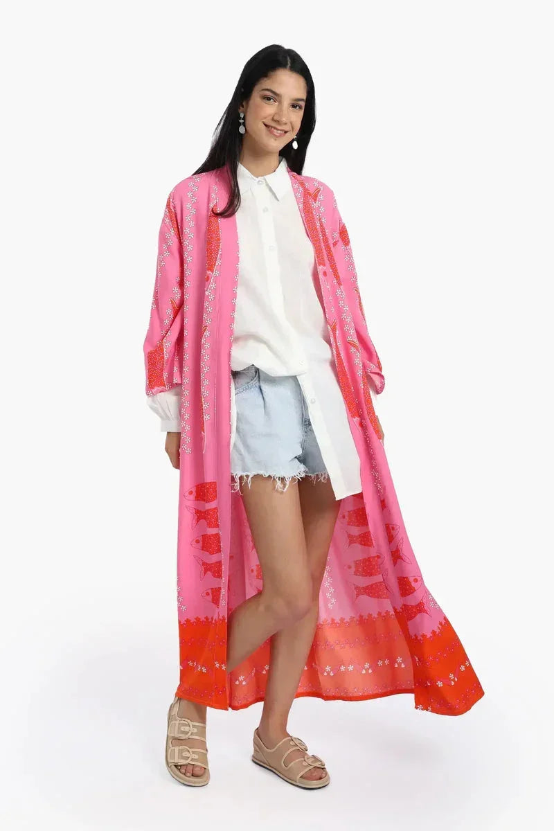 Fish Patterned Kimono - Carina 4