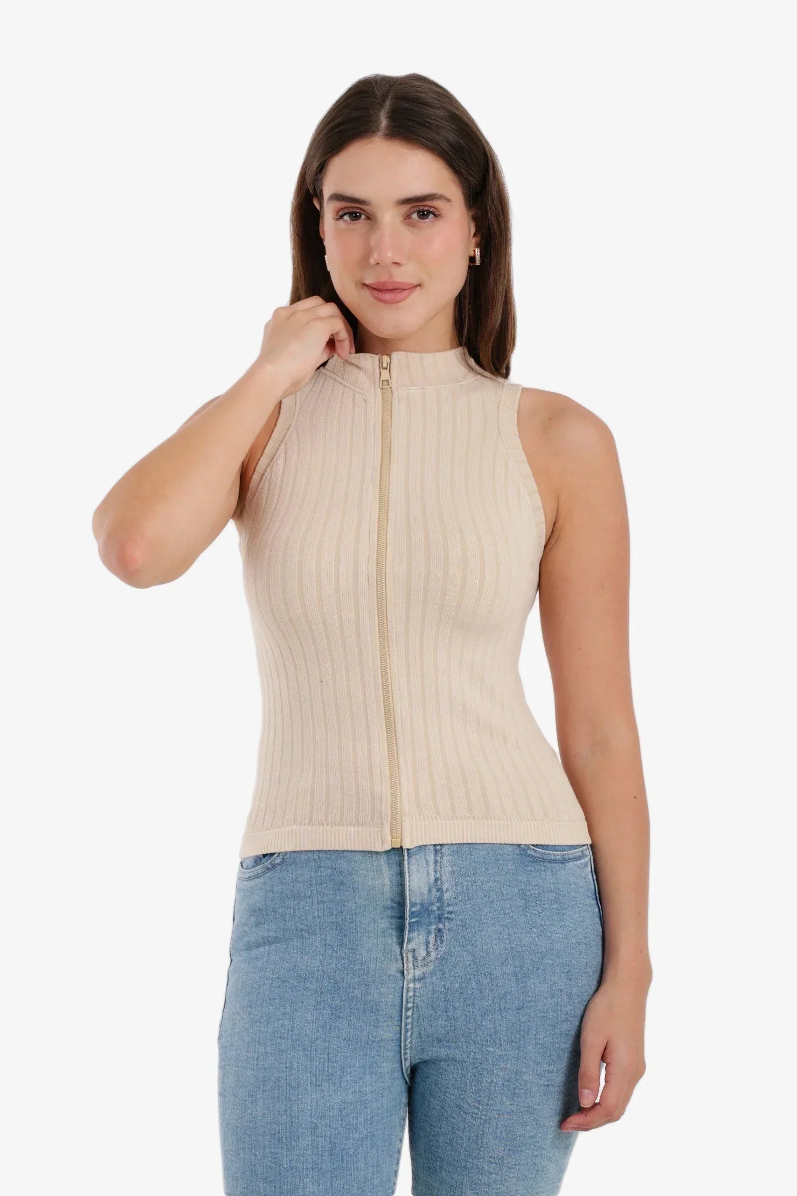 Carina - Ribbed Zip-Up Top 2