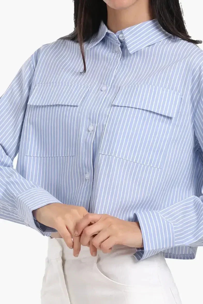 Carina - Poplin Striped Cropped Shirt 7