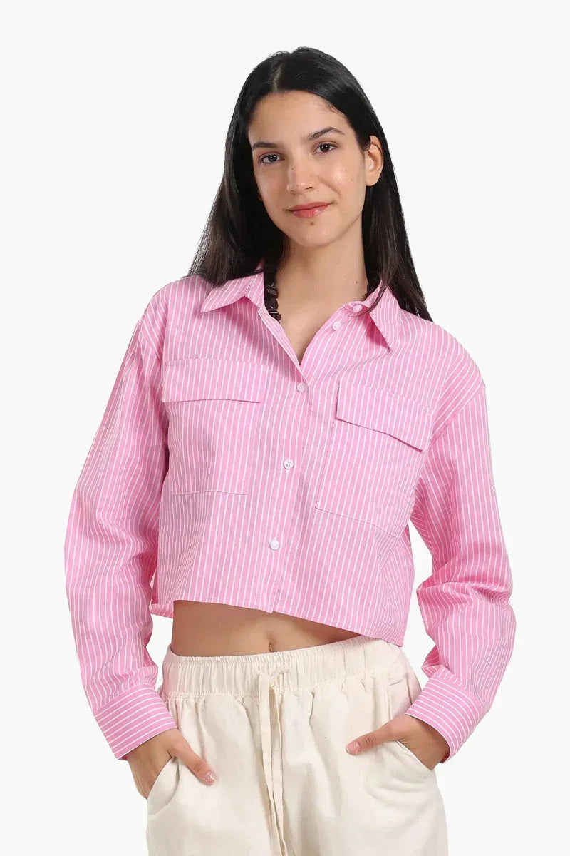 Carina - Poplin Striped Cropped Shirt 2