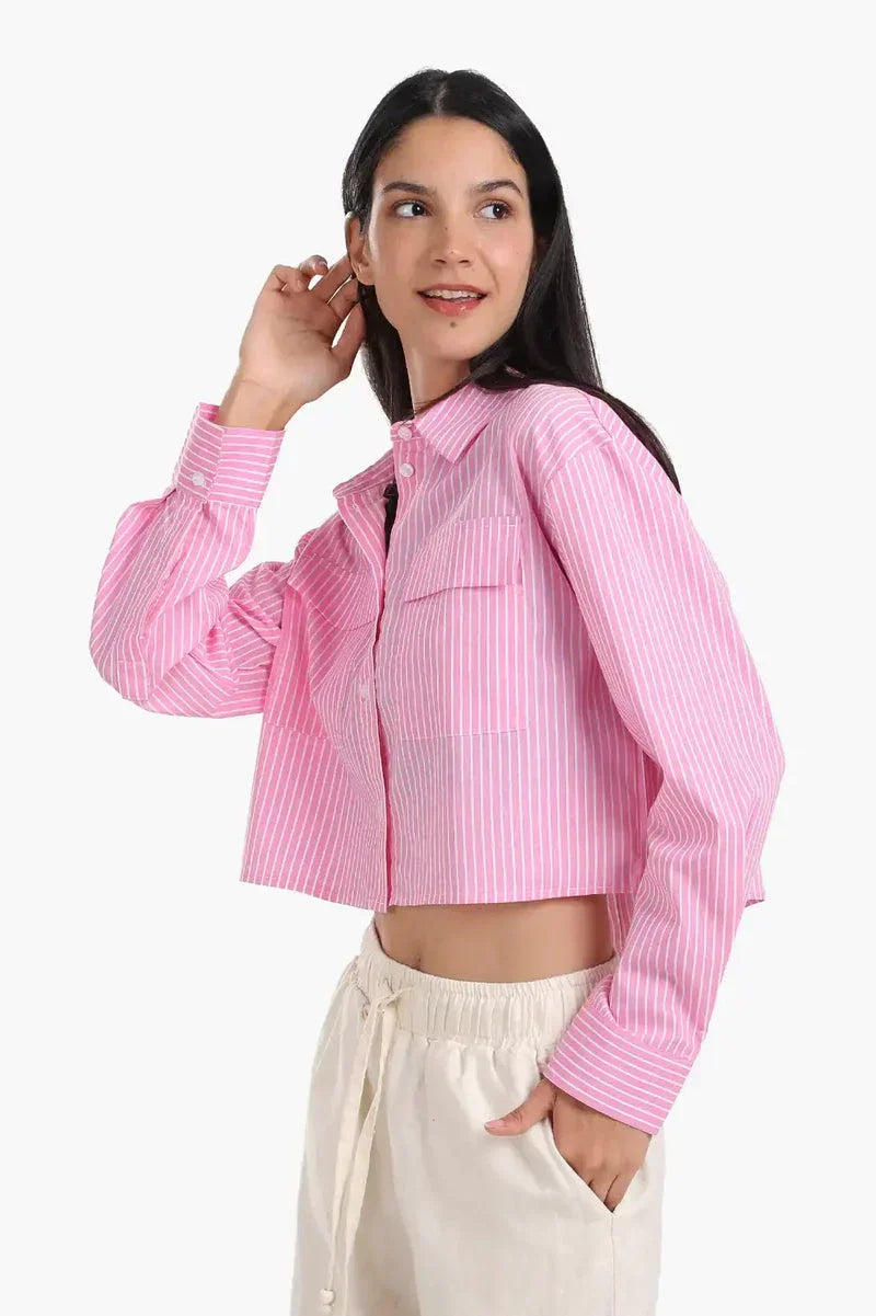 Carina - Poplin Striped Cropped Shirt 4