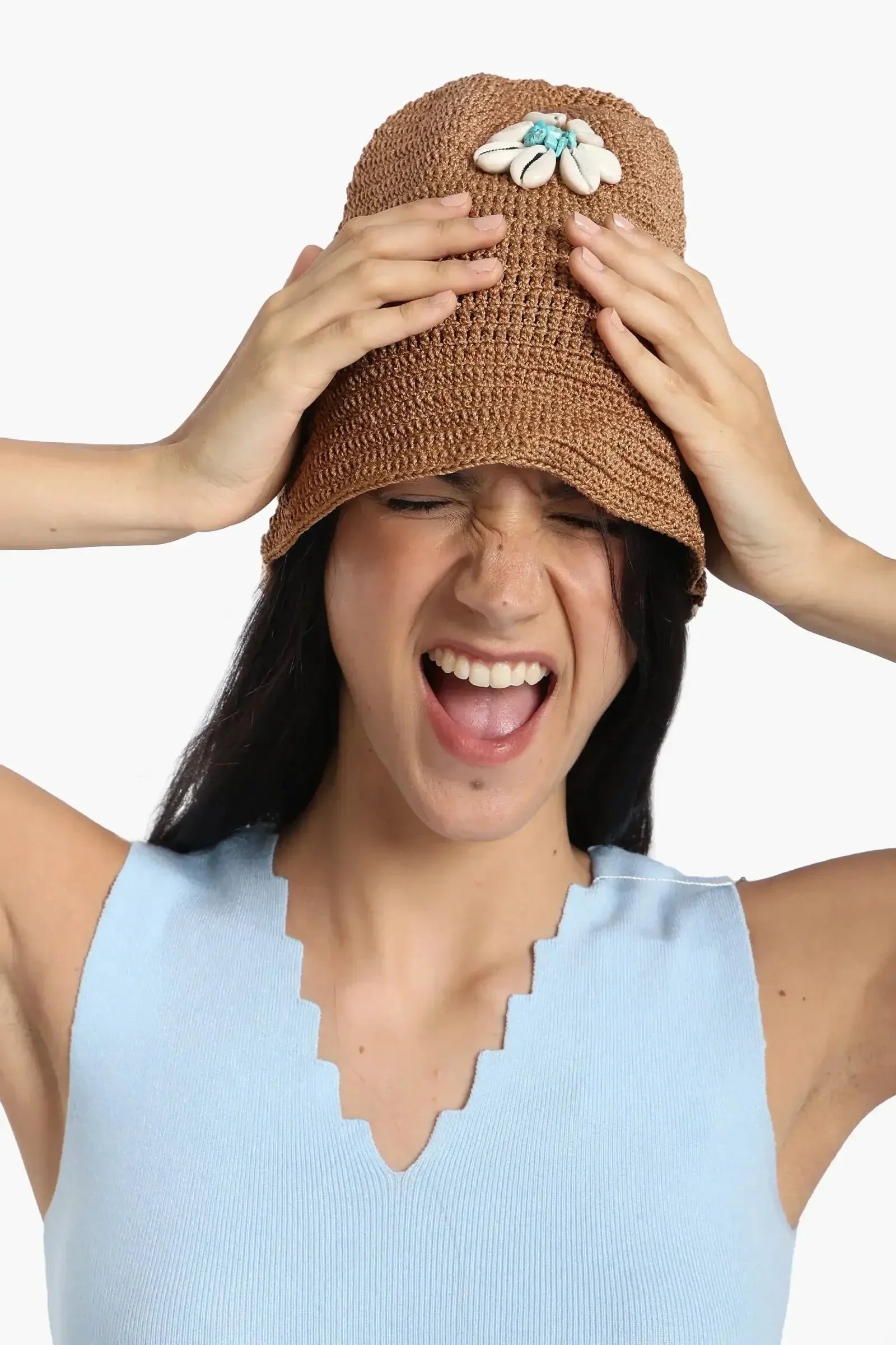 Carina - Shell Straw Beach Hat 1