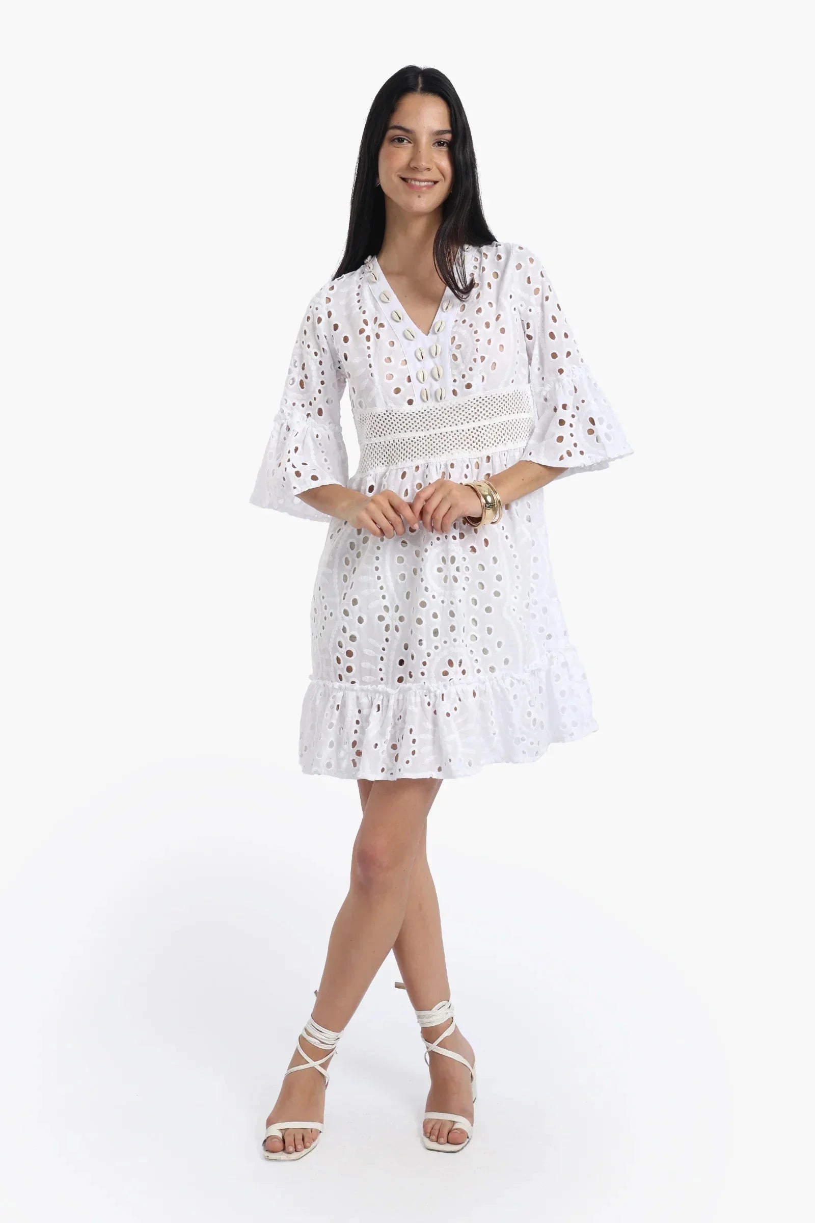 Carina - White Flowy Dress 1
