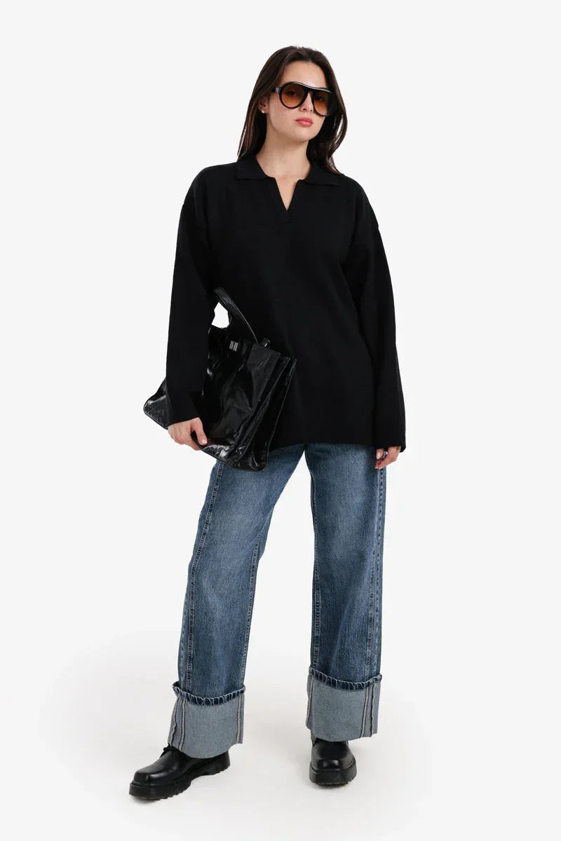 Relaxed Fit Side-Slit Pullover - Carina 13