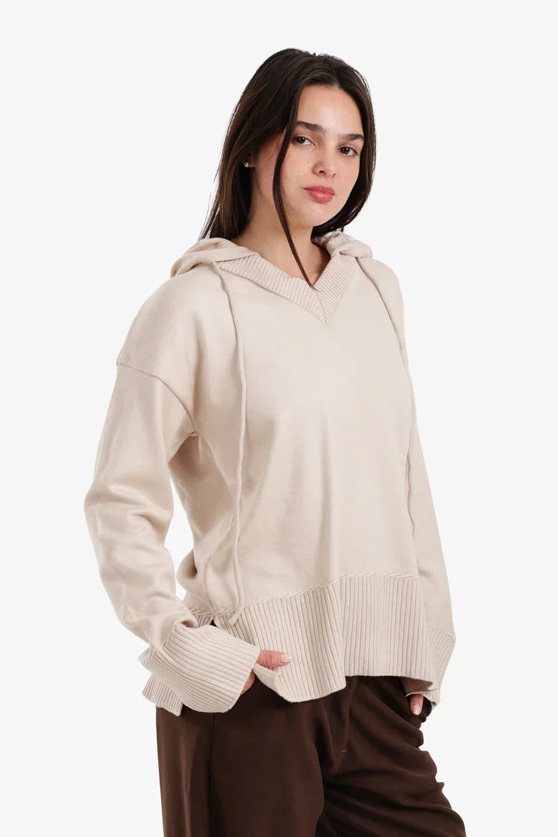 Carina - Ribbed V-Neck Lounge Hoodie 8