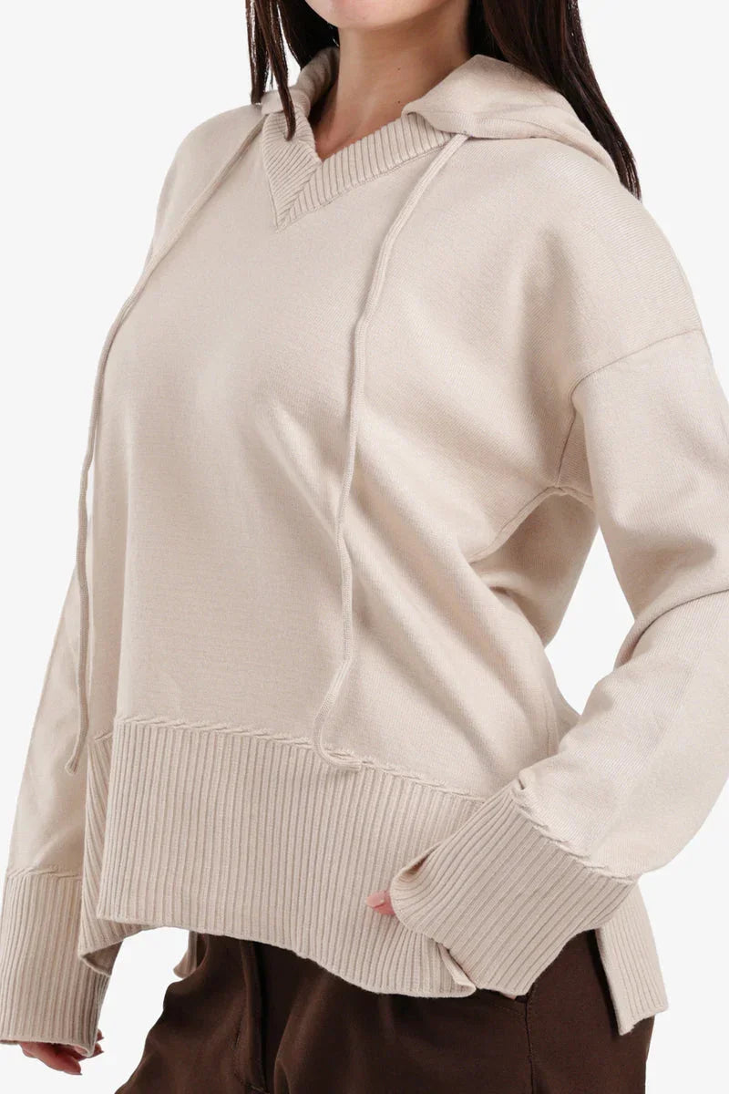 Carina - Ribbed V-Neck Lounge Hoodie 10