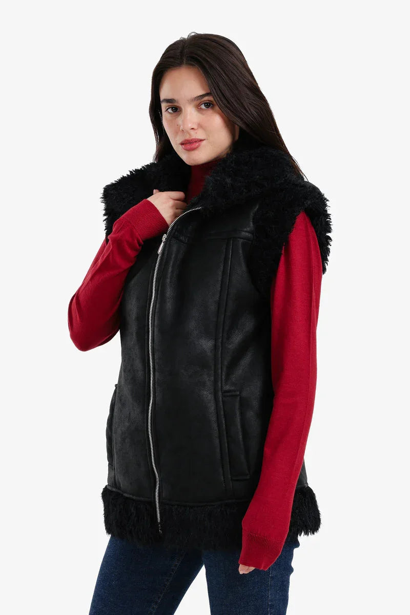 Carina - Faux Leather & Fur Vest 2