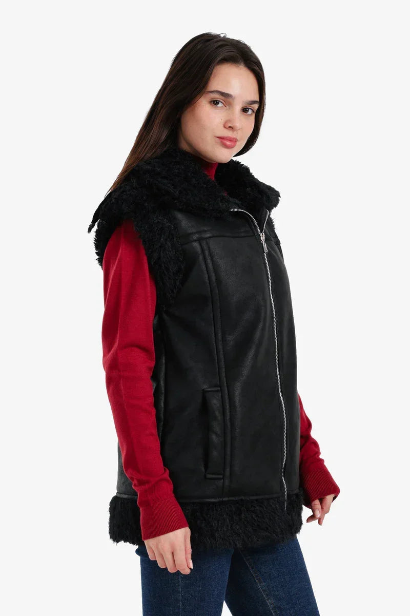 Carina - Faux Leather & Fur Vest 3