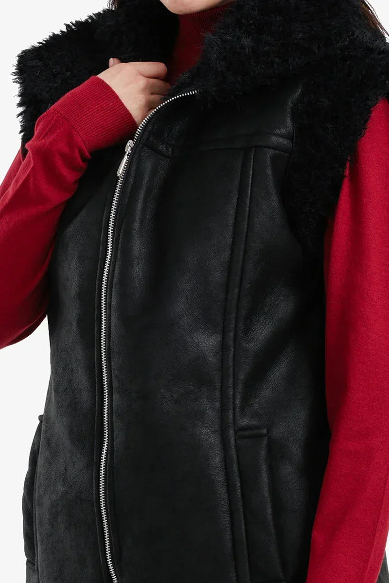 Carina - Faux Leather & Fur Vest 5
