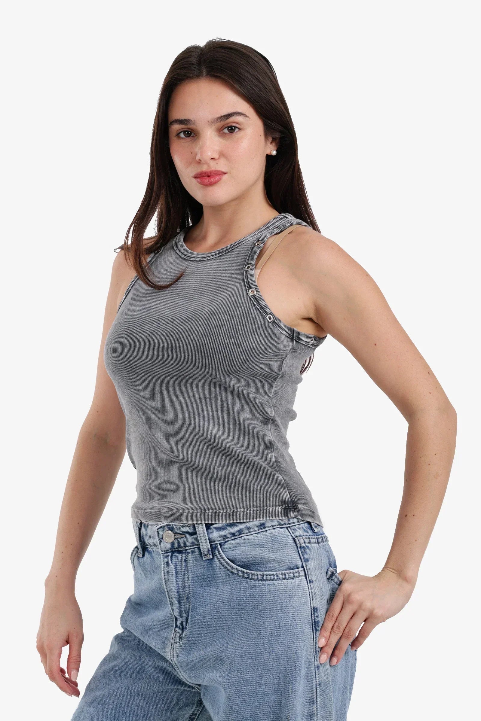 Carina - Slim Fit Ribbed Racerback Top 2