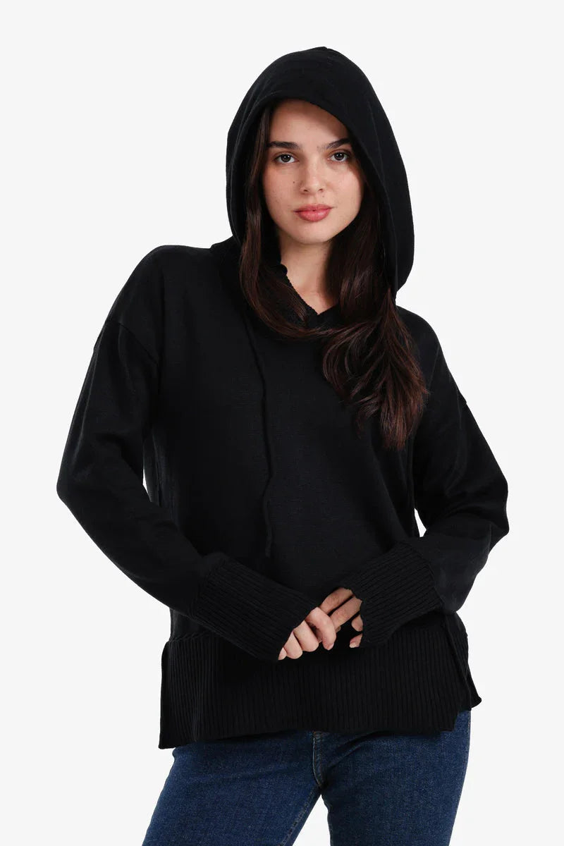 Carina - Ribbed V-Neck Lounge Hoodie 1