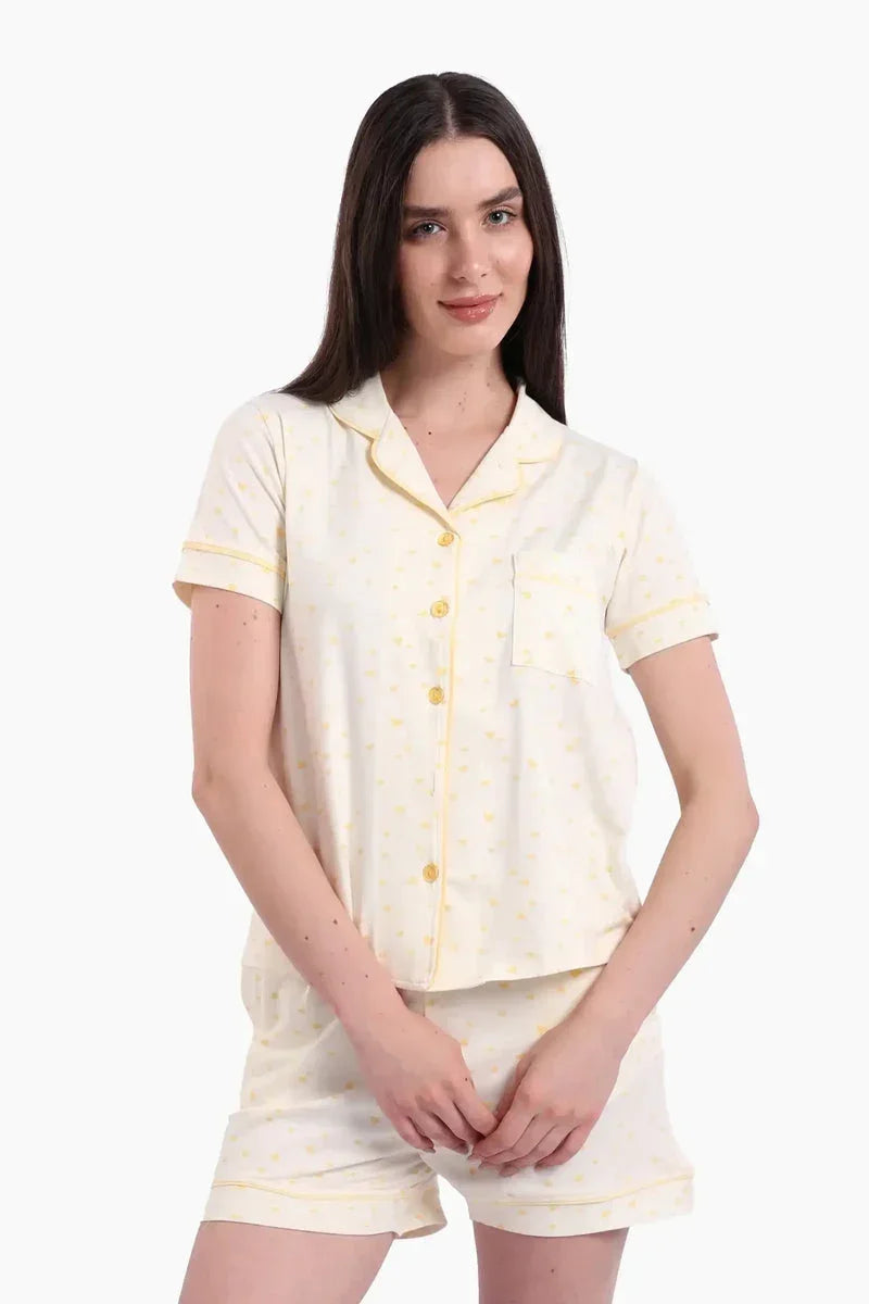 Carina - Pyjama Set with Yellow Hearts 1