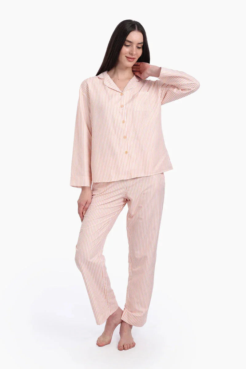 Carina - Pyjama Set with Orange Stripes 1