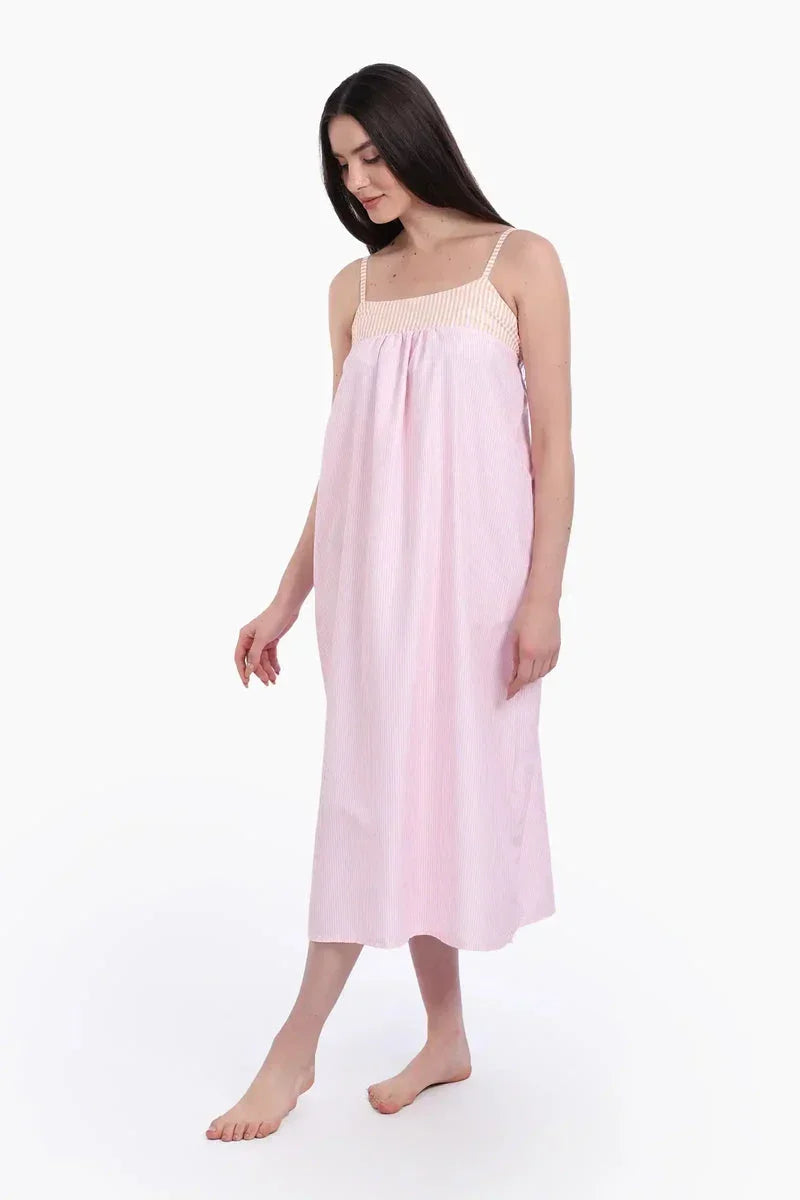 Striped Nightgown with Back Bow - Carina 1