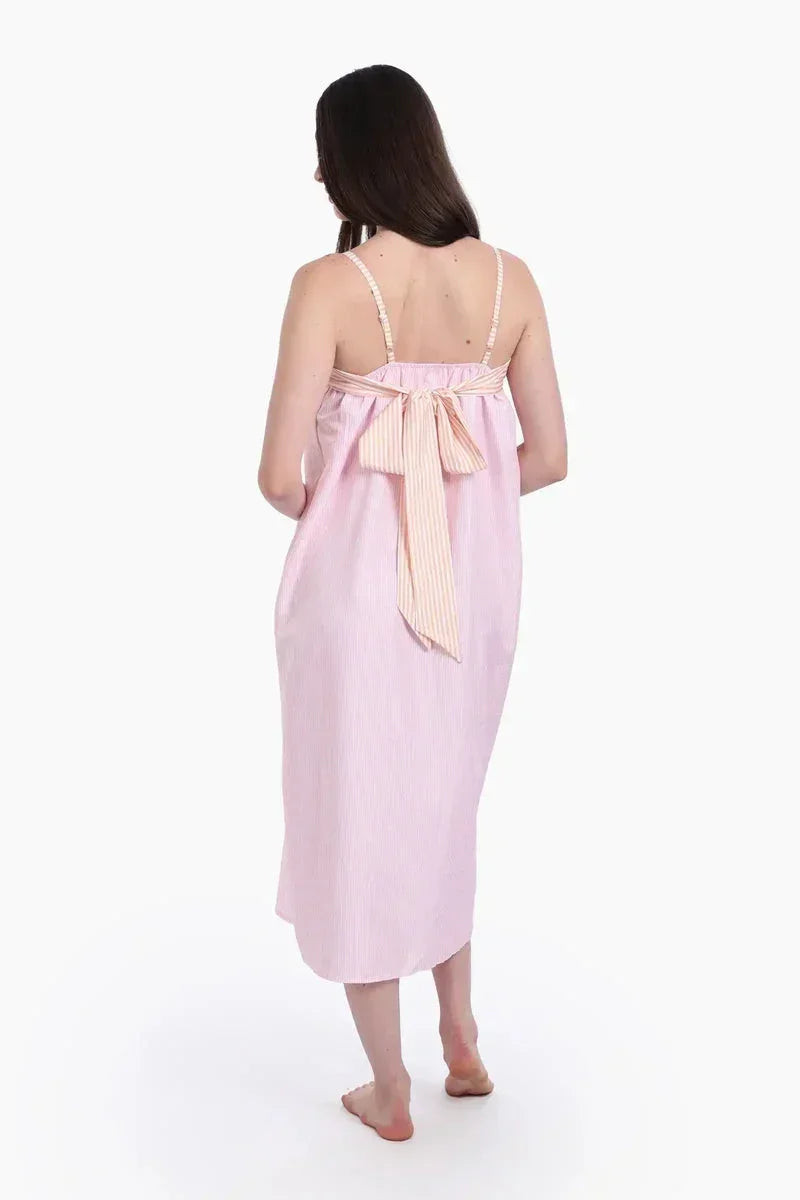 Striped Nightgown with Back Bow - Carina 2
