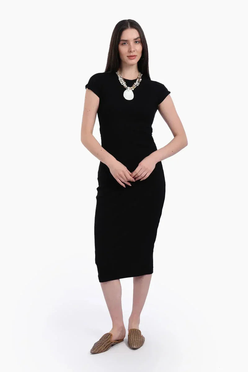 Carina - Ribbed Cotton Slim Fit Dress 1