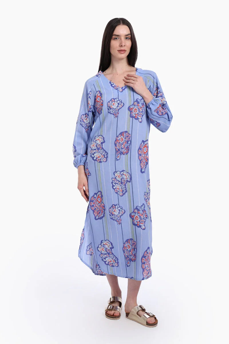 Carina - Blue All Over Print Dress 5