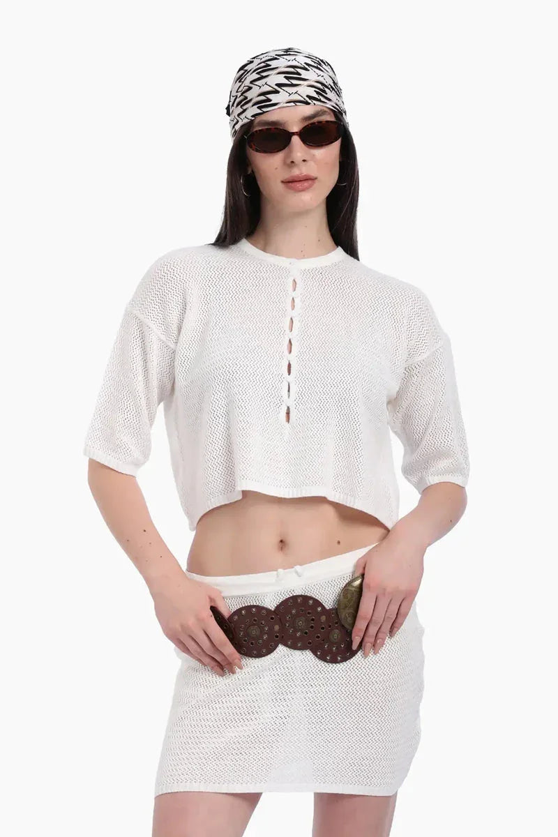 Carina - Knit Beach Crop Top & Skirt Set 5