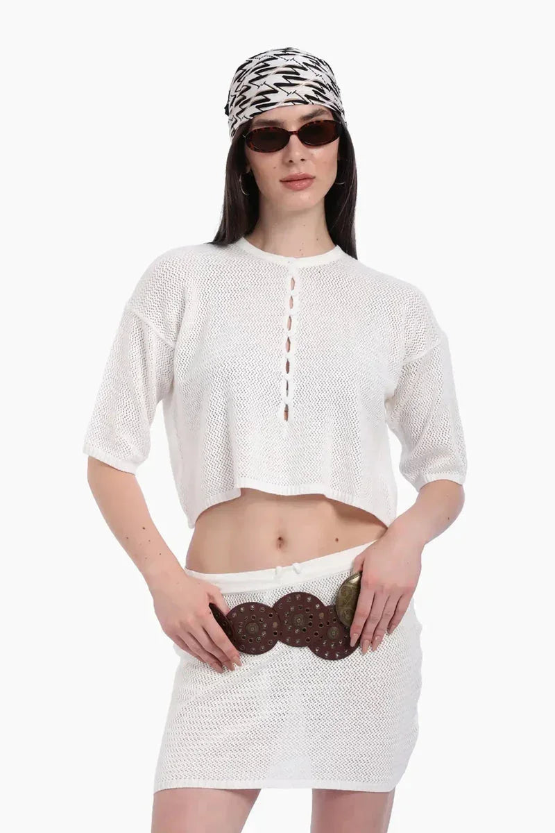 Knit Beach Crop Top & Skirt Set - Carina 5