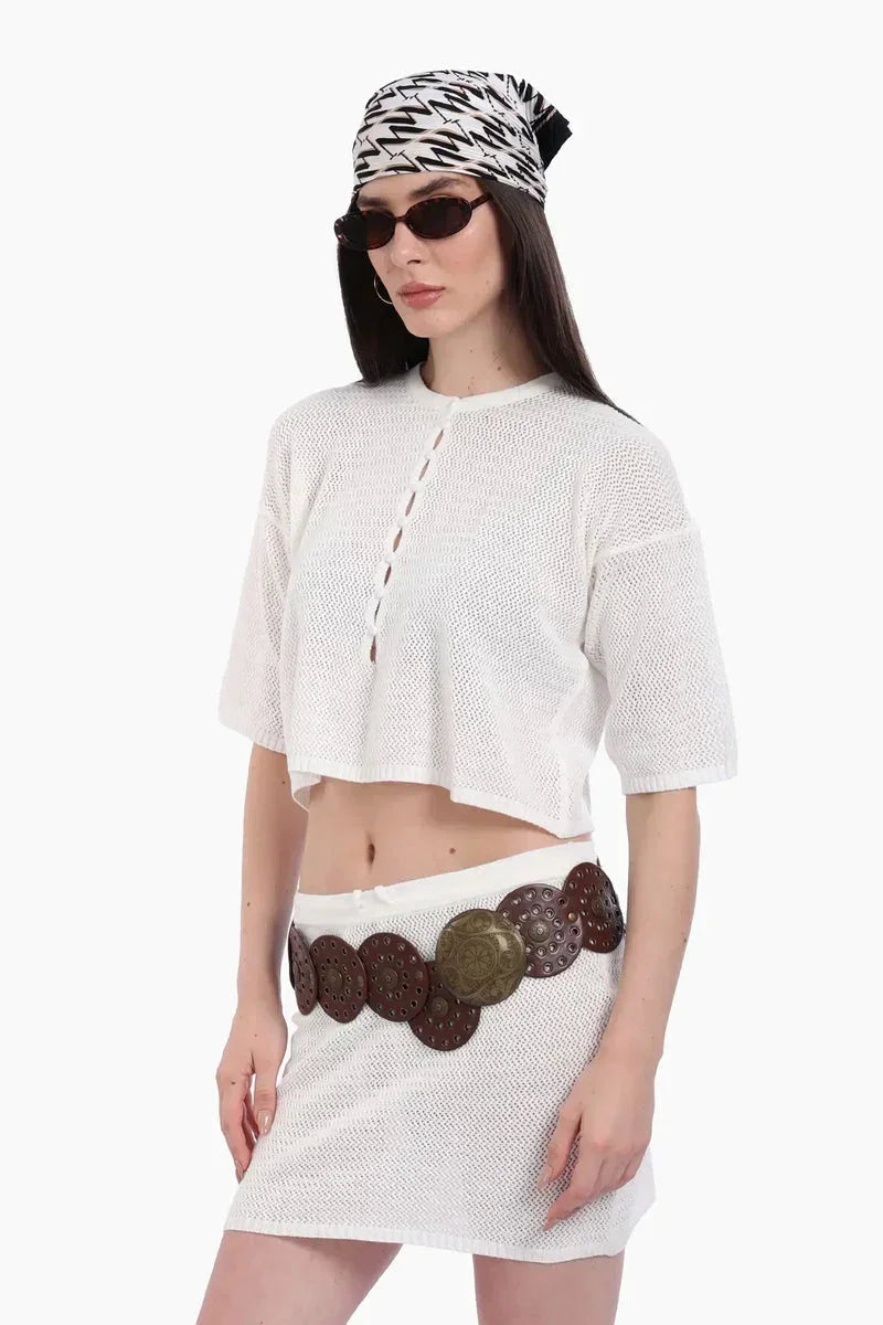 Knit Beach Crop Top & Skirt Set - Carina 3