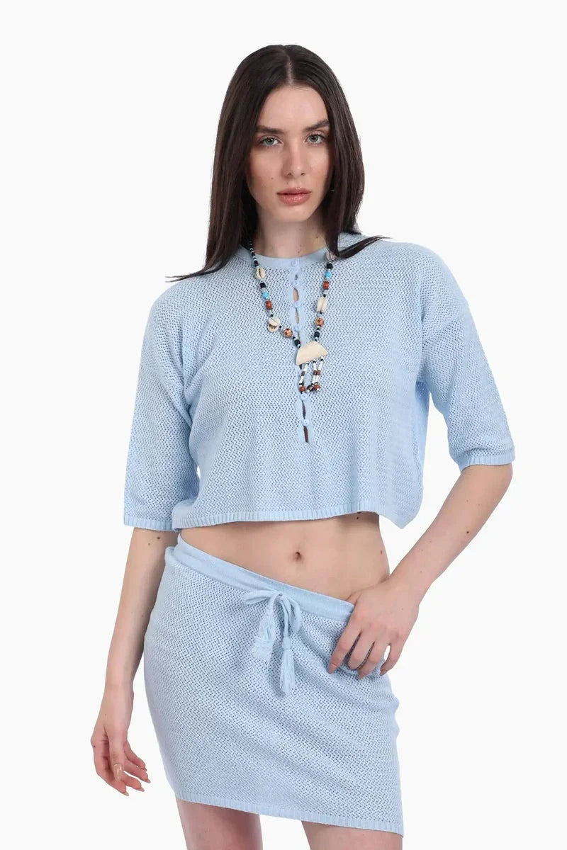 Carina - Knit Beach Crop Top & Skirt Set 2