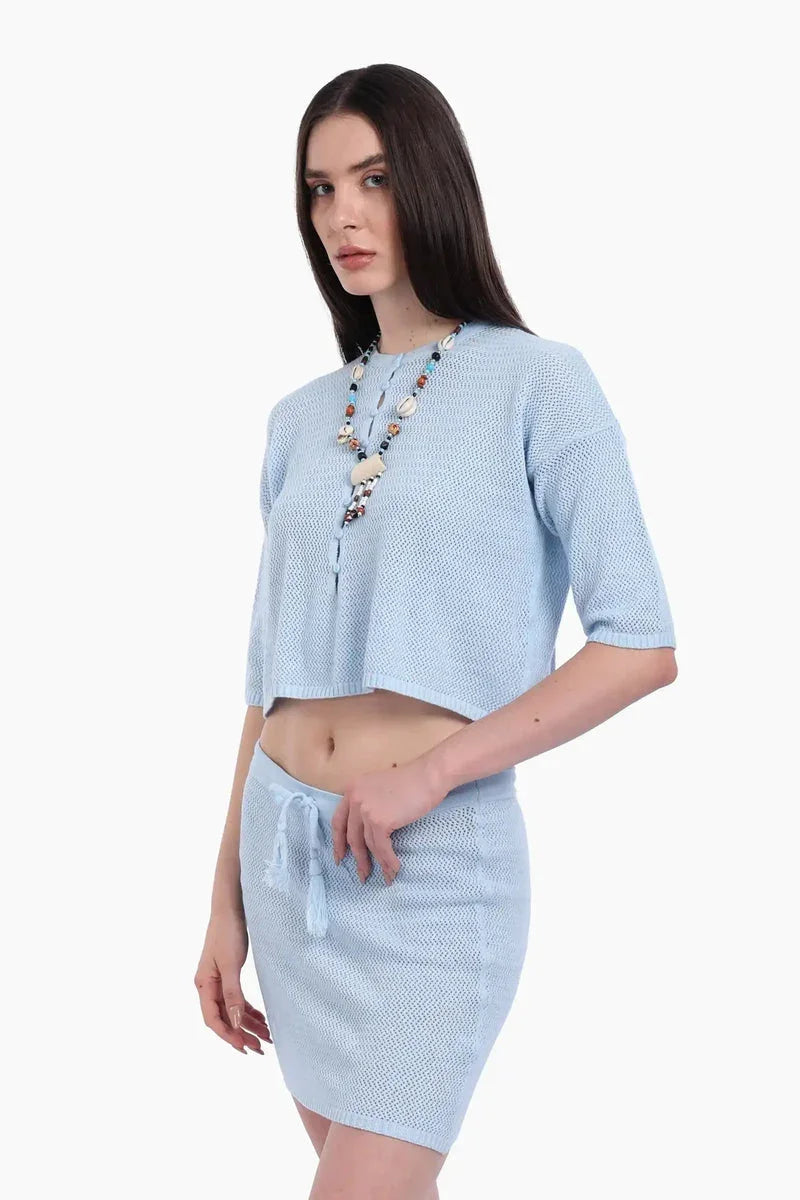 Carina - Knit Beach Crop Top & Skirt Set 8