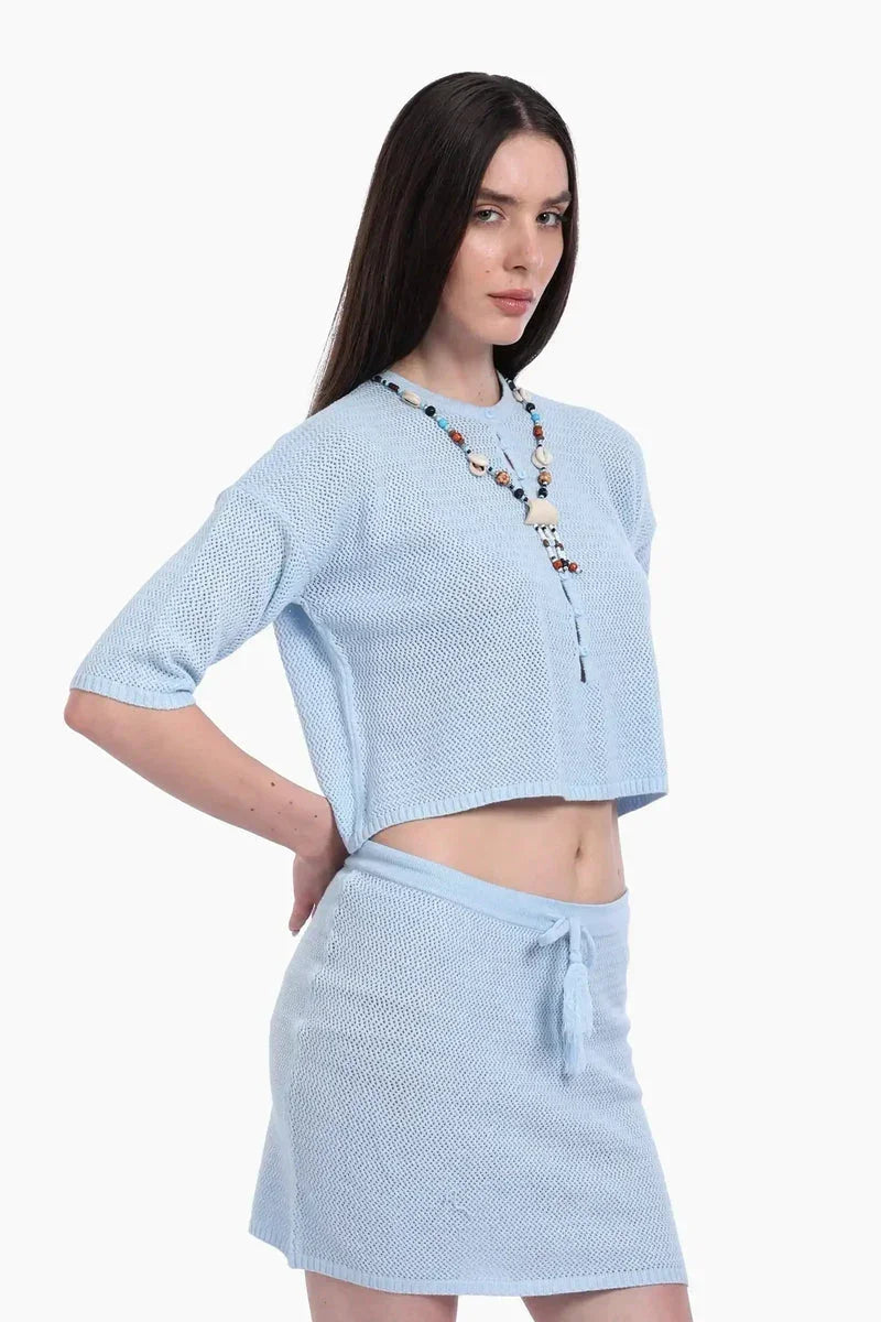 Knit Beach Crop Top & Skirt Set - Carina 4