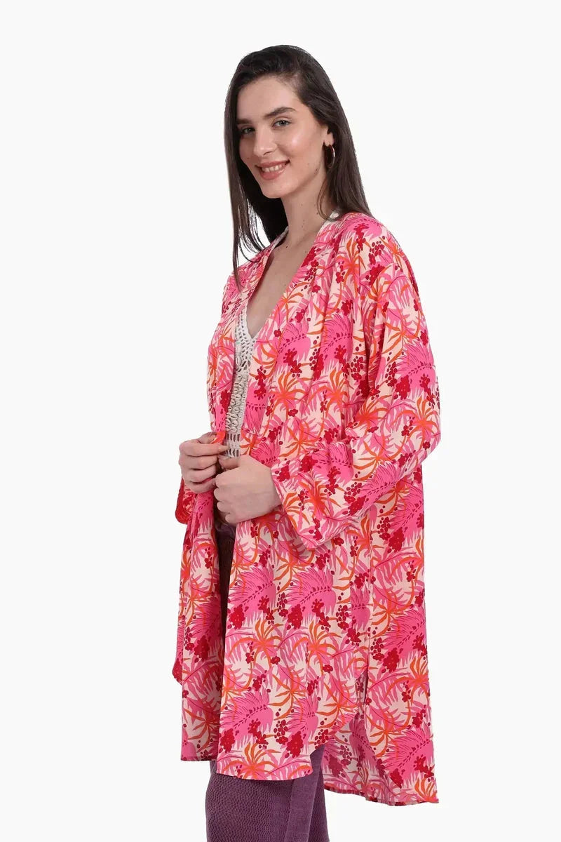 Round Hem Viscose Kimono - Carina 1