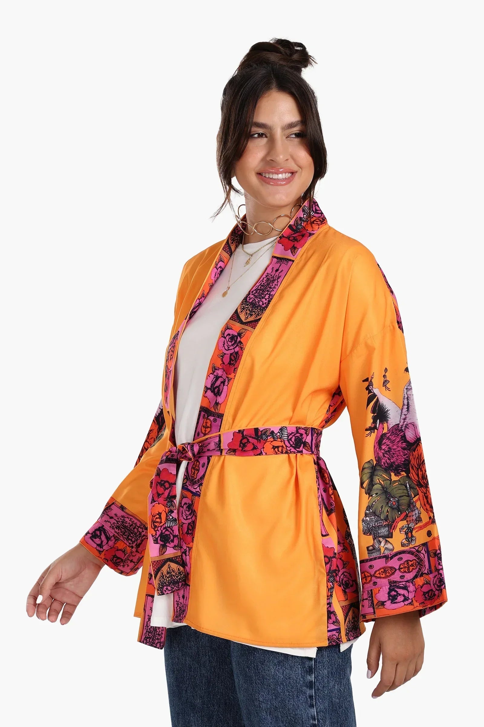 Clue - Artistic Pattern Orange Kimono 3