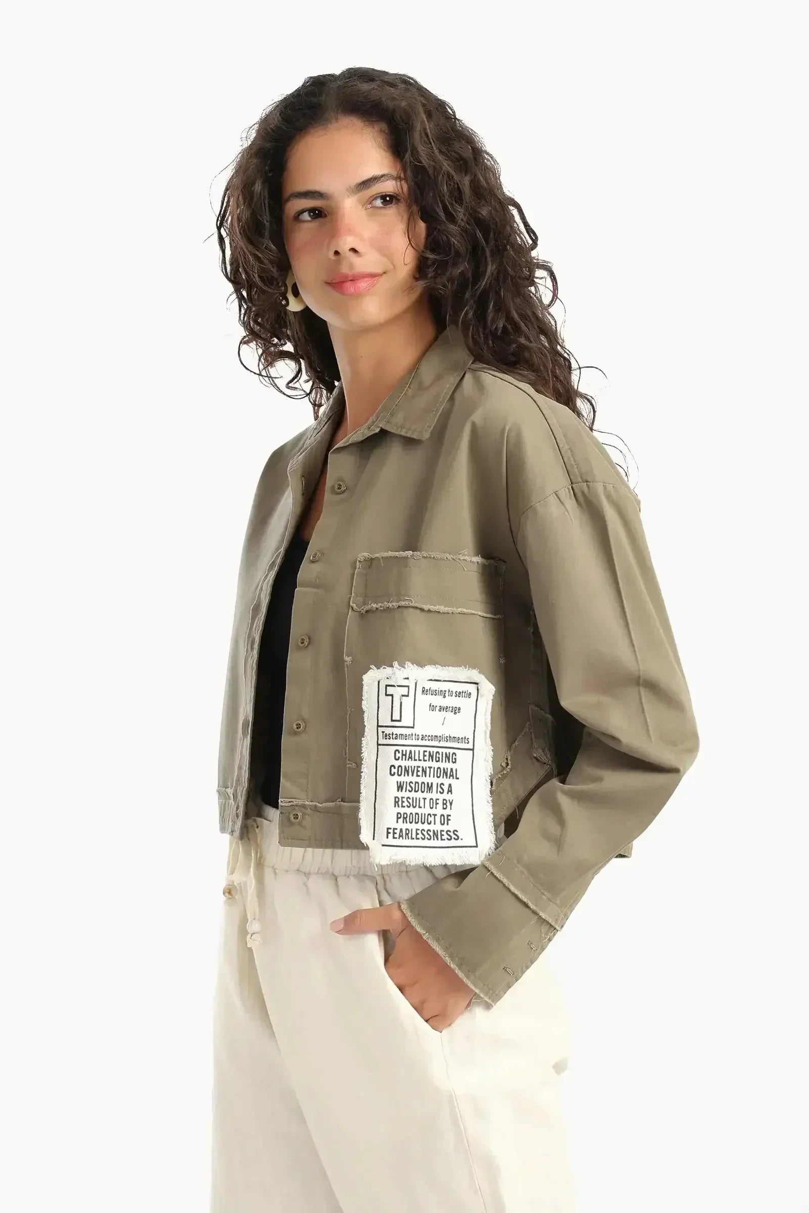 Carina - Cropped Shirt with Side Print 1