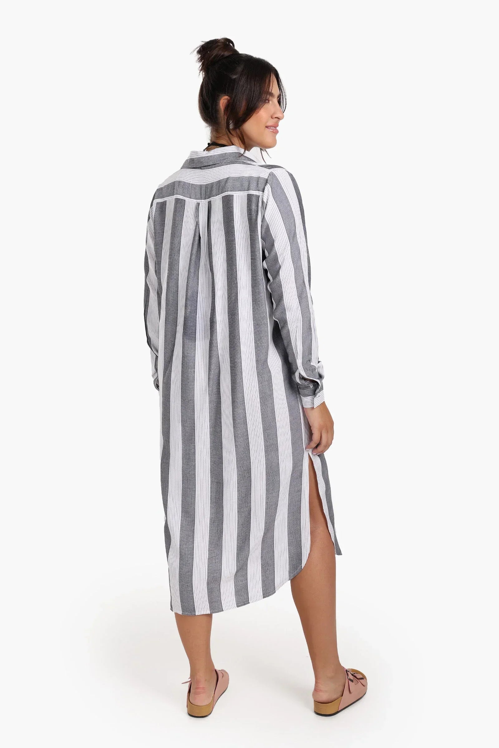 Clue - Striped Midi Collared Dress 7