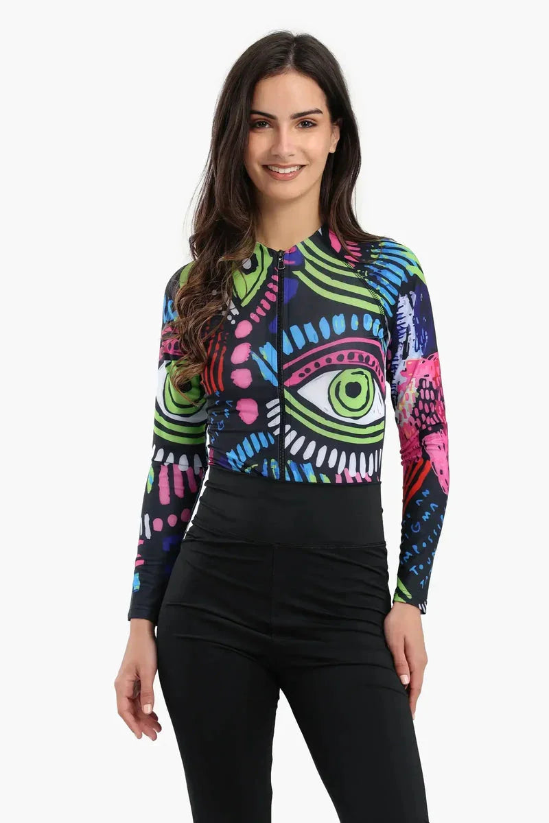 Carina - Abstract Rash Guard Swimsuit 1