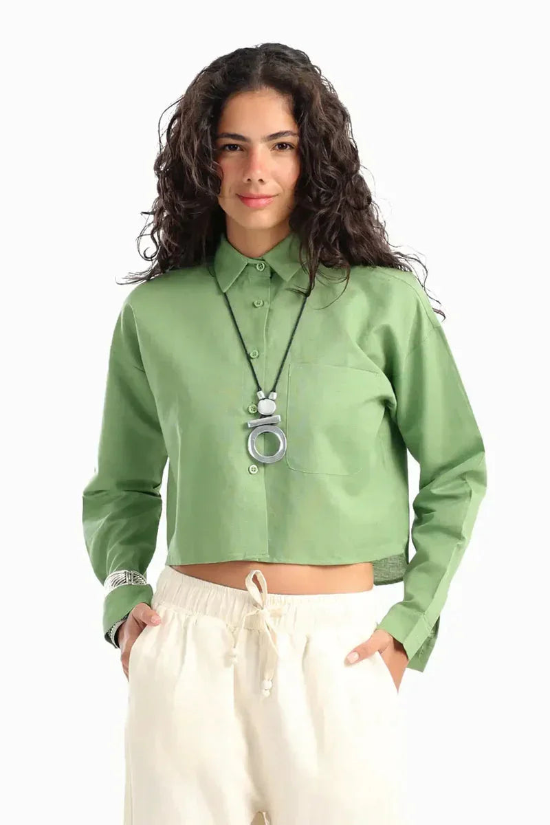 Carina - Long Sleeves Cropped Shirt 2