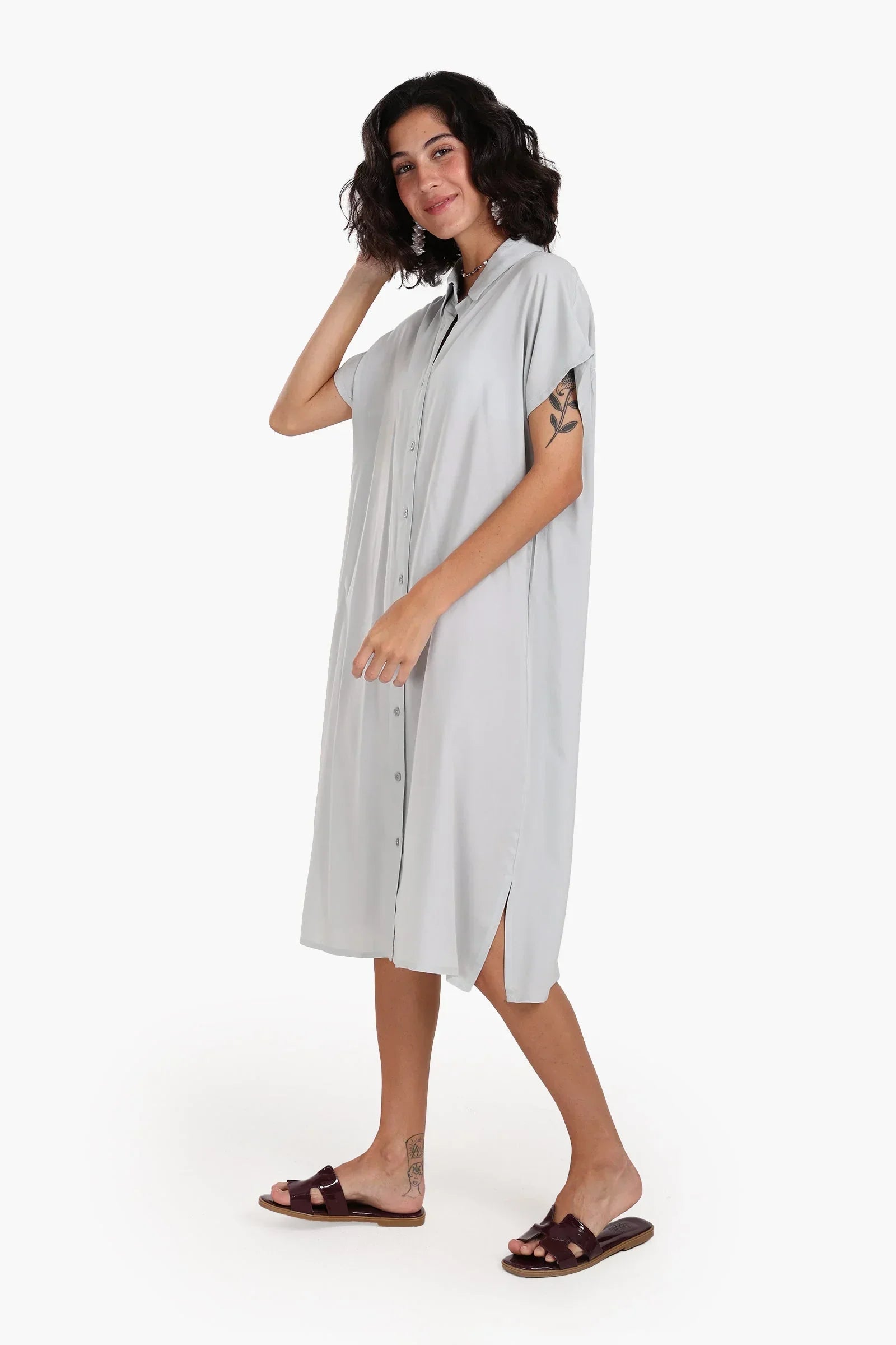 Clue - Short Sleeves Midi Dress 6