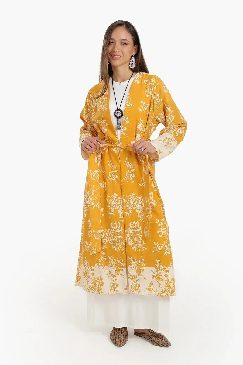 Cotton Colored Midi Kimono - Carina 1