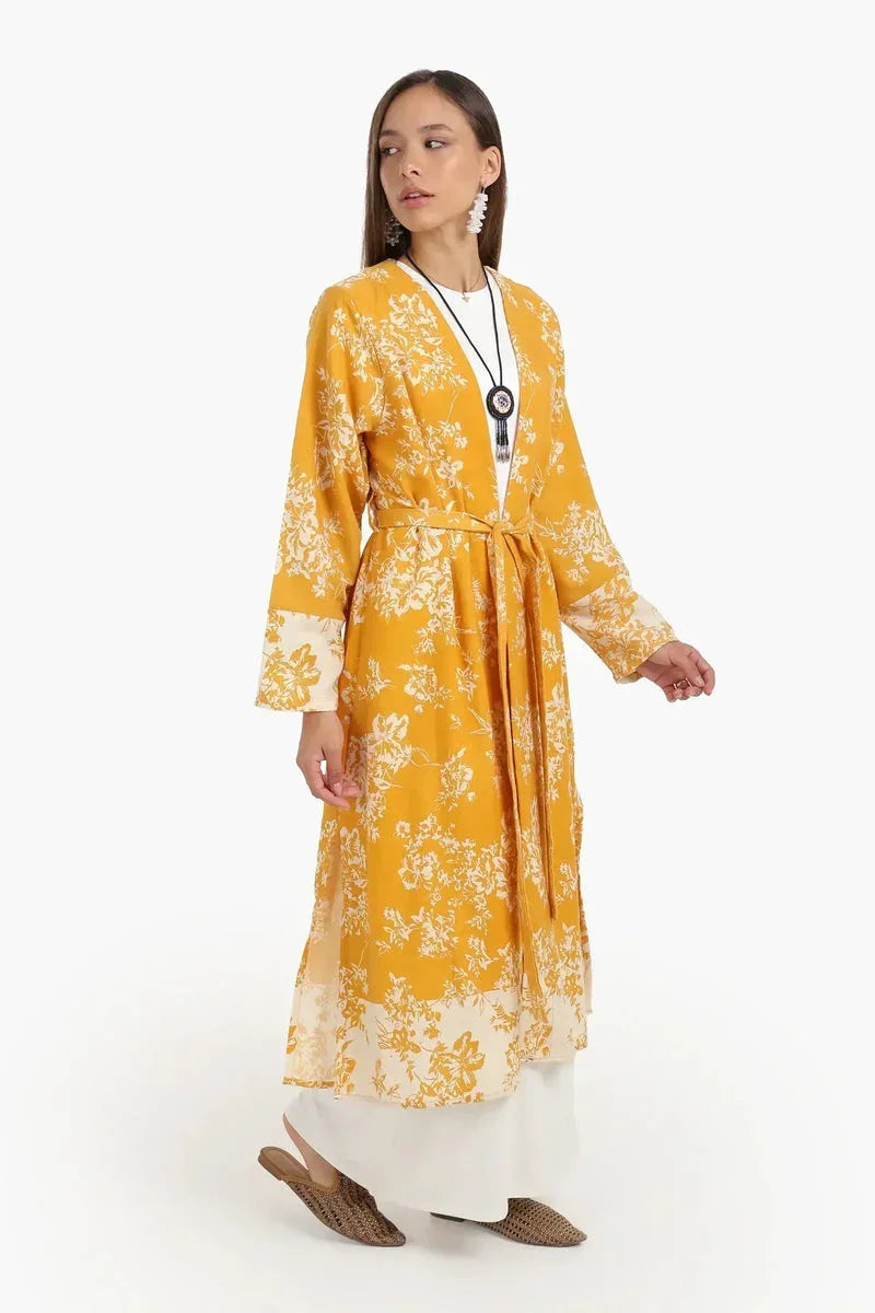 Cotton Colored Midi Kimono - Carina 5