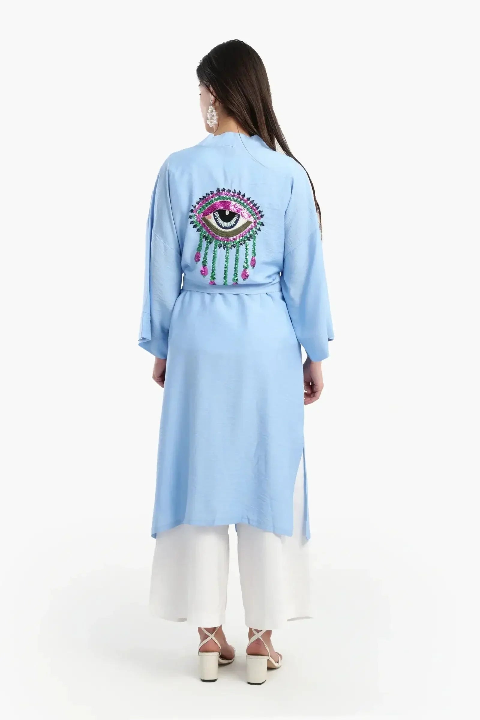 Carina - Blue Open Front Kimono 2