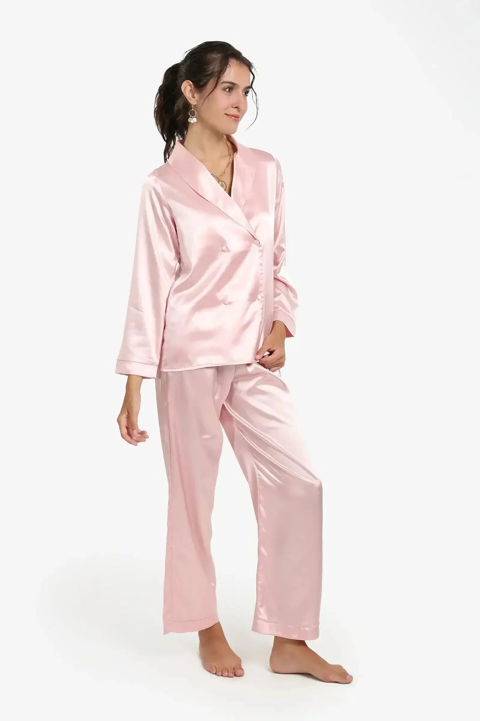 Carina - Double-Breasted Satin Pyjama Set 3