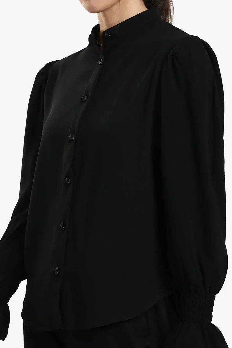 Black Vintage Ruffle Blouse - Carina 4