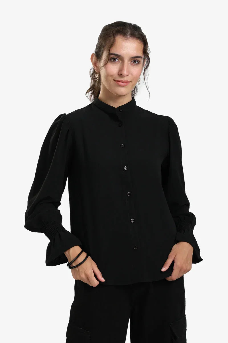 Carina - Black Vintage Ruffle Blouse 1
