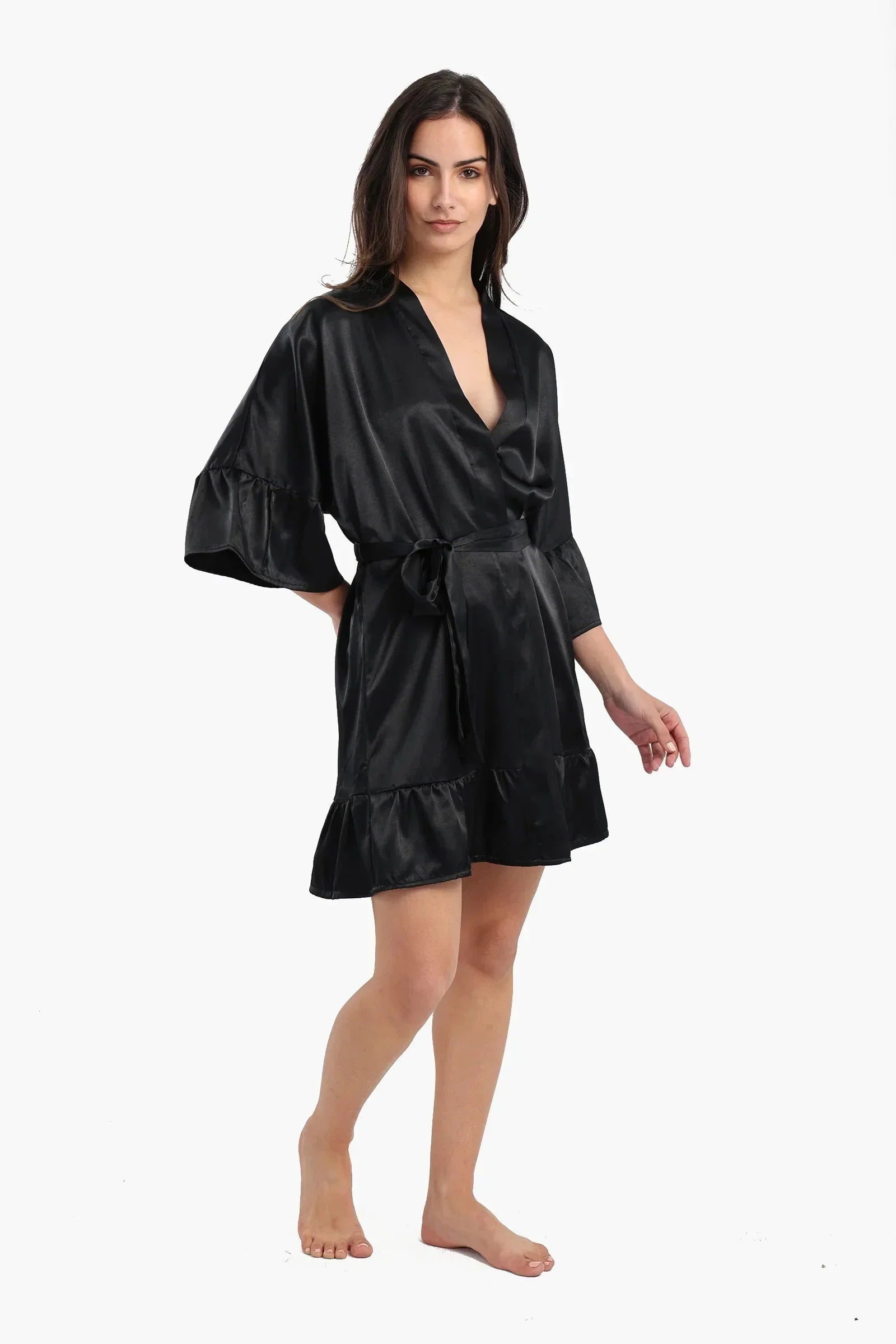Carina - Playful Sleeves Satin Robe 1